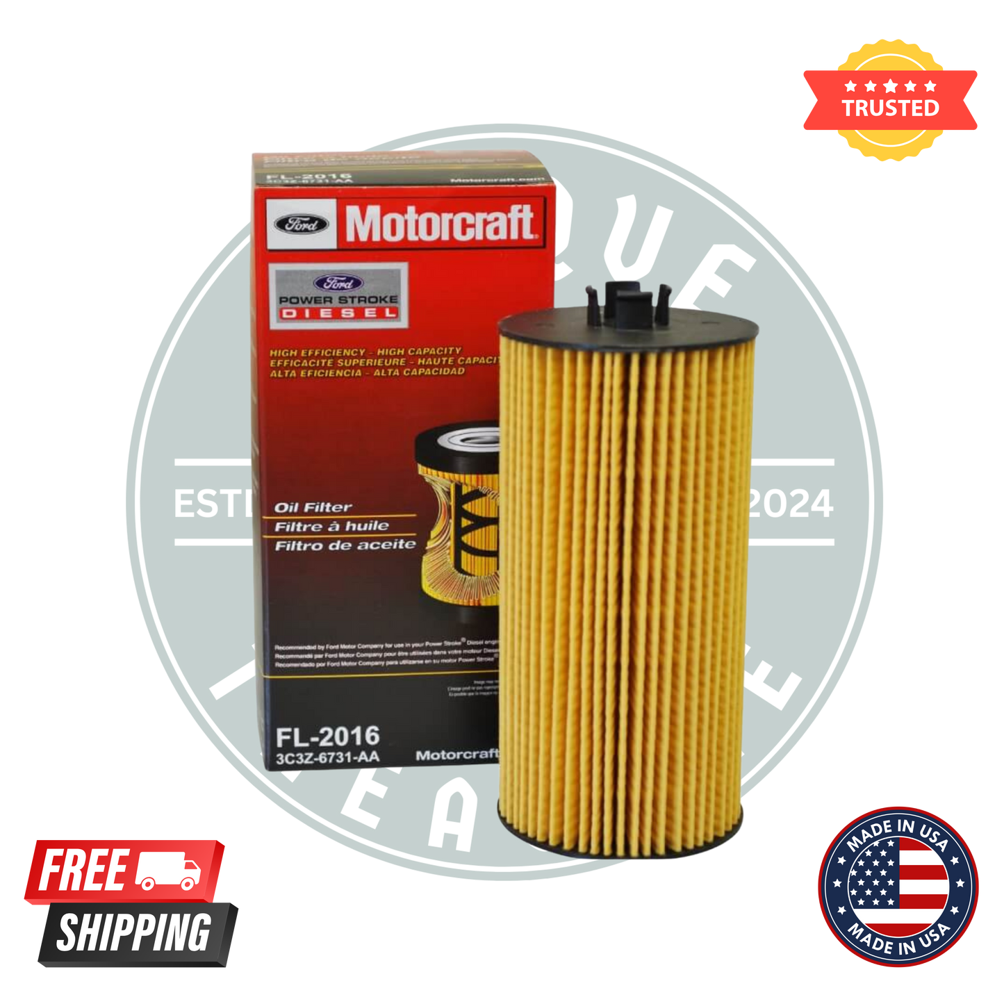 Motorcraft FL2016 Engine Oil Filter 3C3Z6731AA 2003-10 Fits Ford 6.0/6.4L Diesel