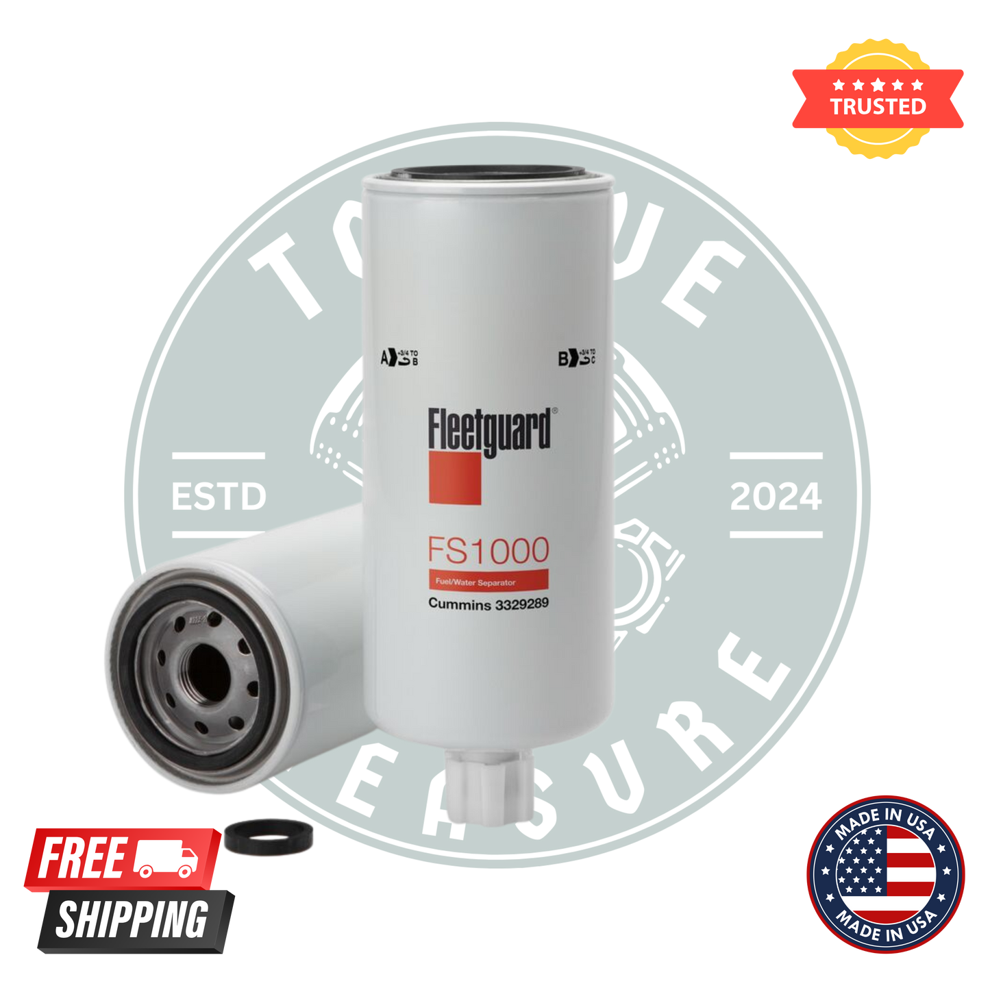 Fleetguard FS1000 Fuel Filter Water Separator Spin-On For Cummins 3329289 Pack of 6