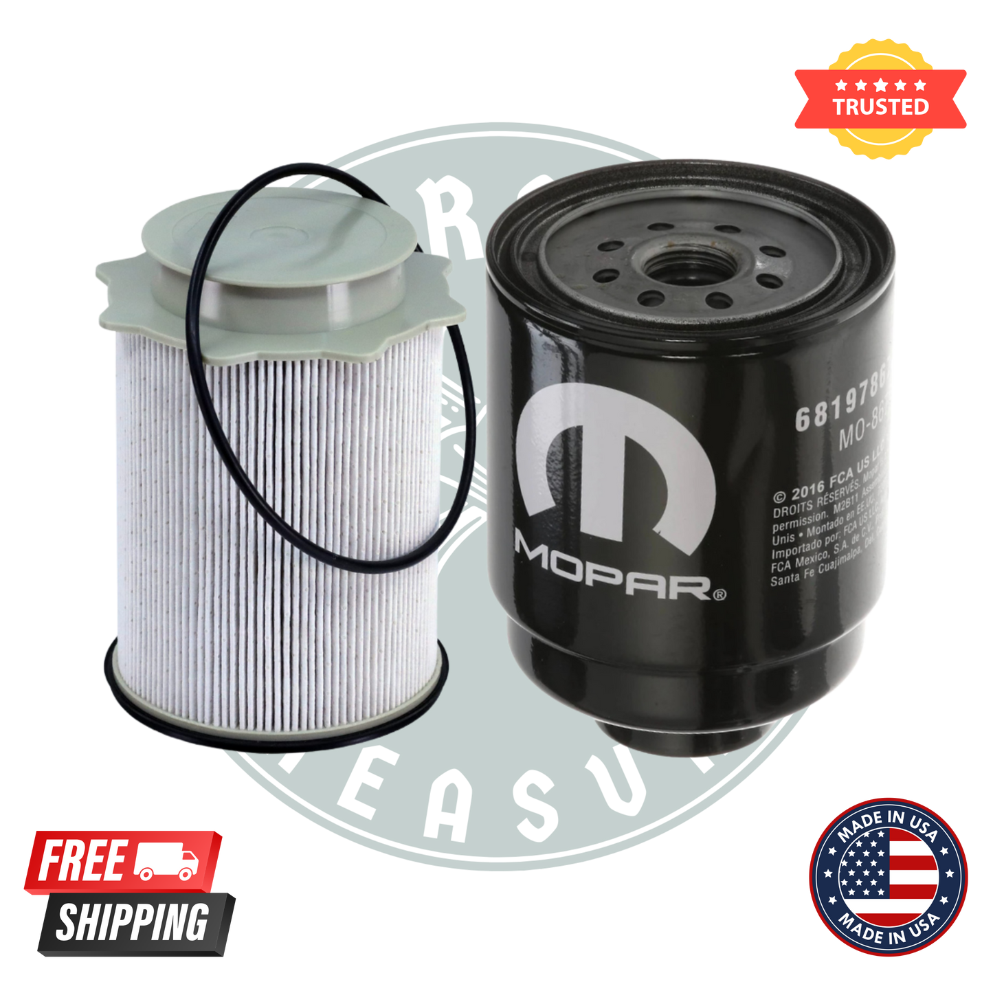Mopar Oil Fuel Filter Set 68197867AB, 68157291AA (MO-867, MO-291) 6.7L Cummins for 2013-2018 Dodge Ram 2500-5500