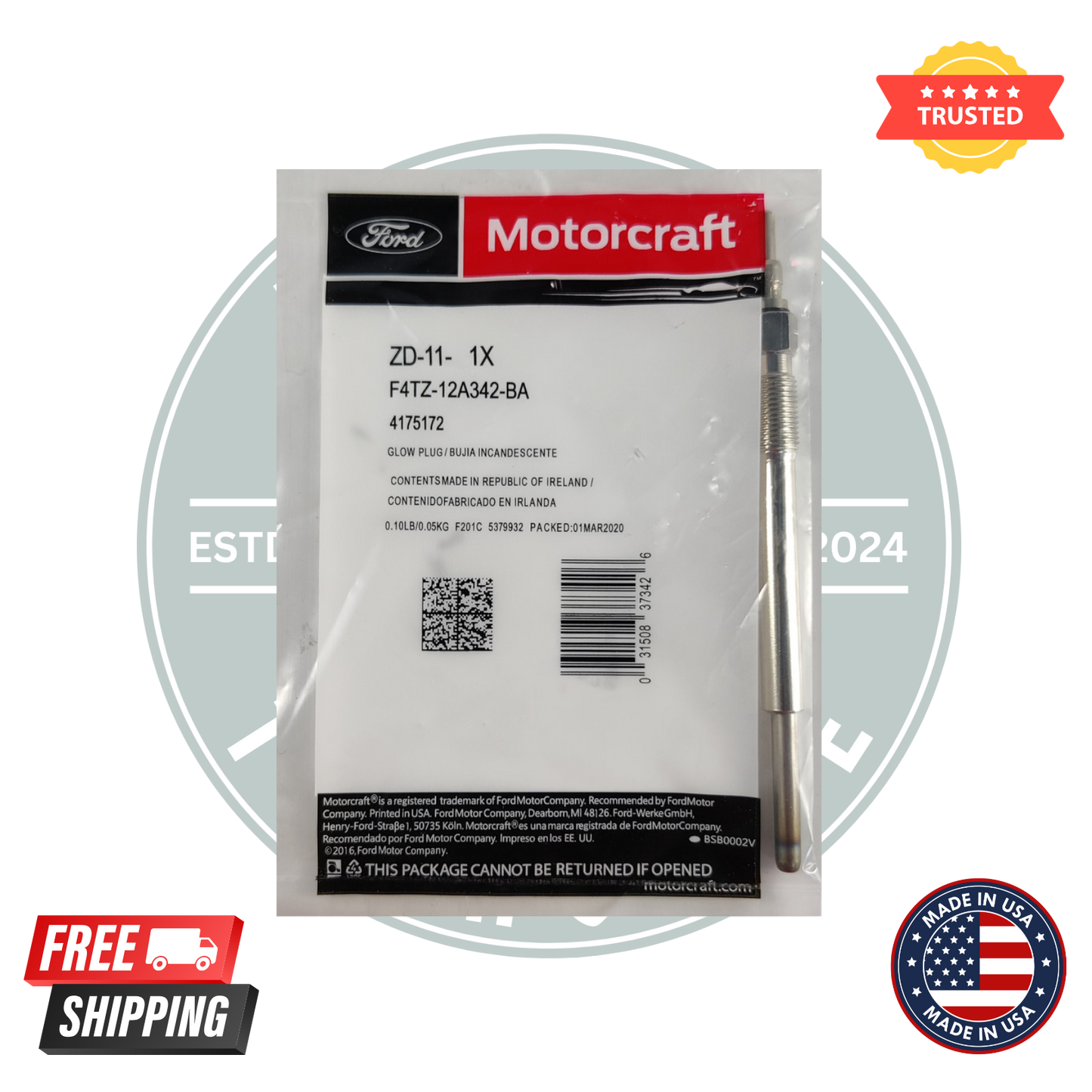 Motorcraft ZD-11 Diesel Glow Plugs – Pack of 8 | OEM Replacement for Ford Powerstroke