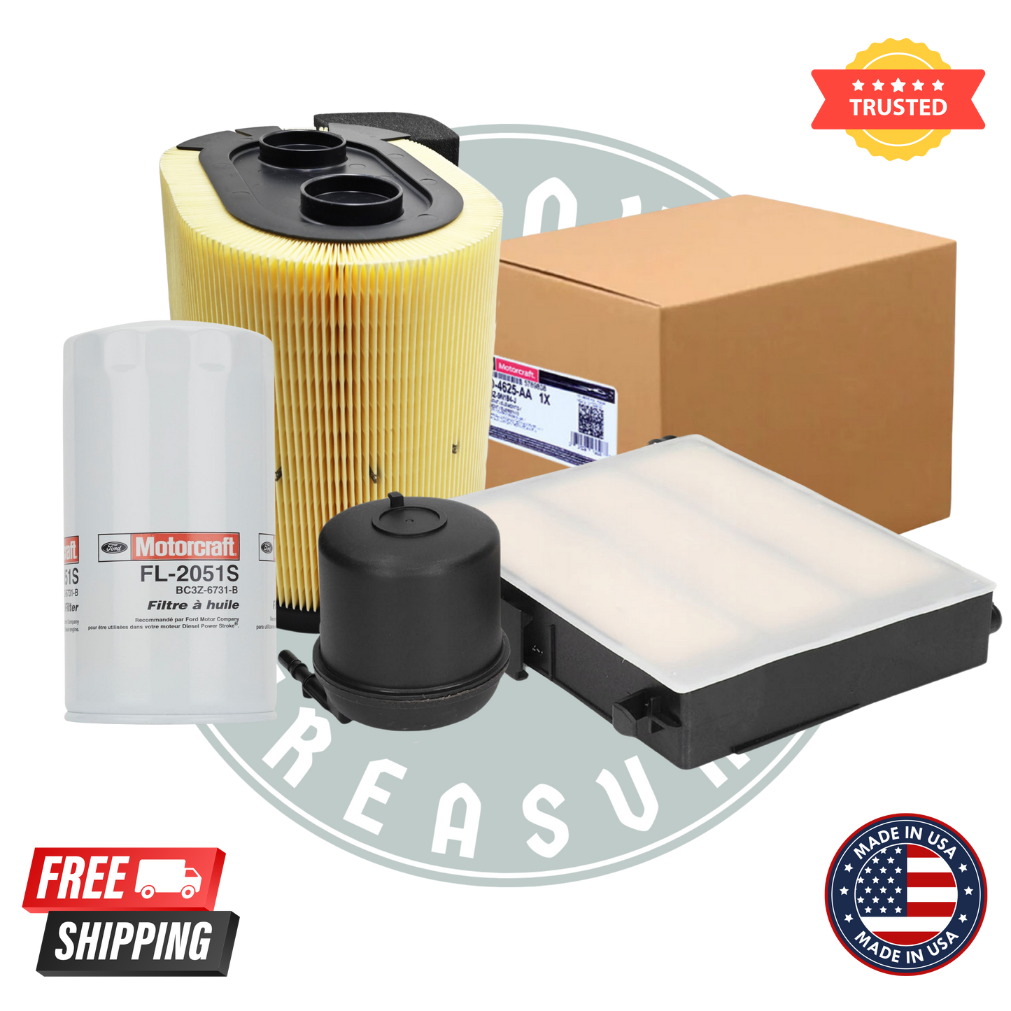 2017-2024 Ford 6.7L Power Stroke F250 F350 F450 F550 Air Fuel & Oil Filter Kit Motorcraft FD-4625 + FA-1927 + FL-2051S